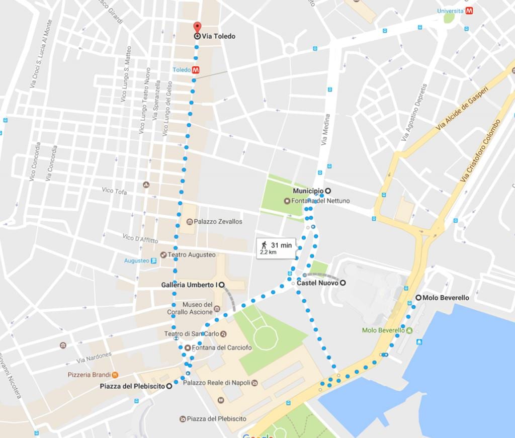 пішохідна екскурсія Неаполь карті