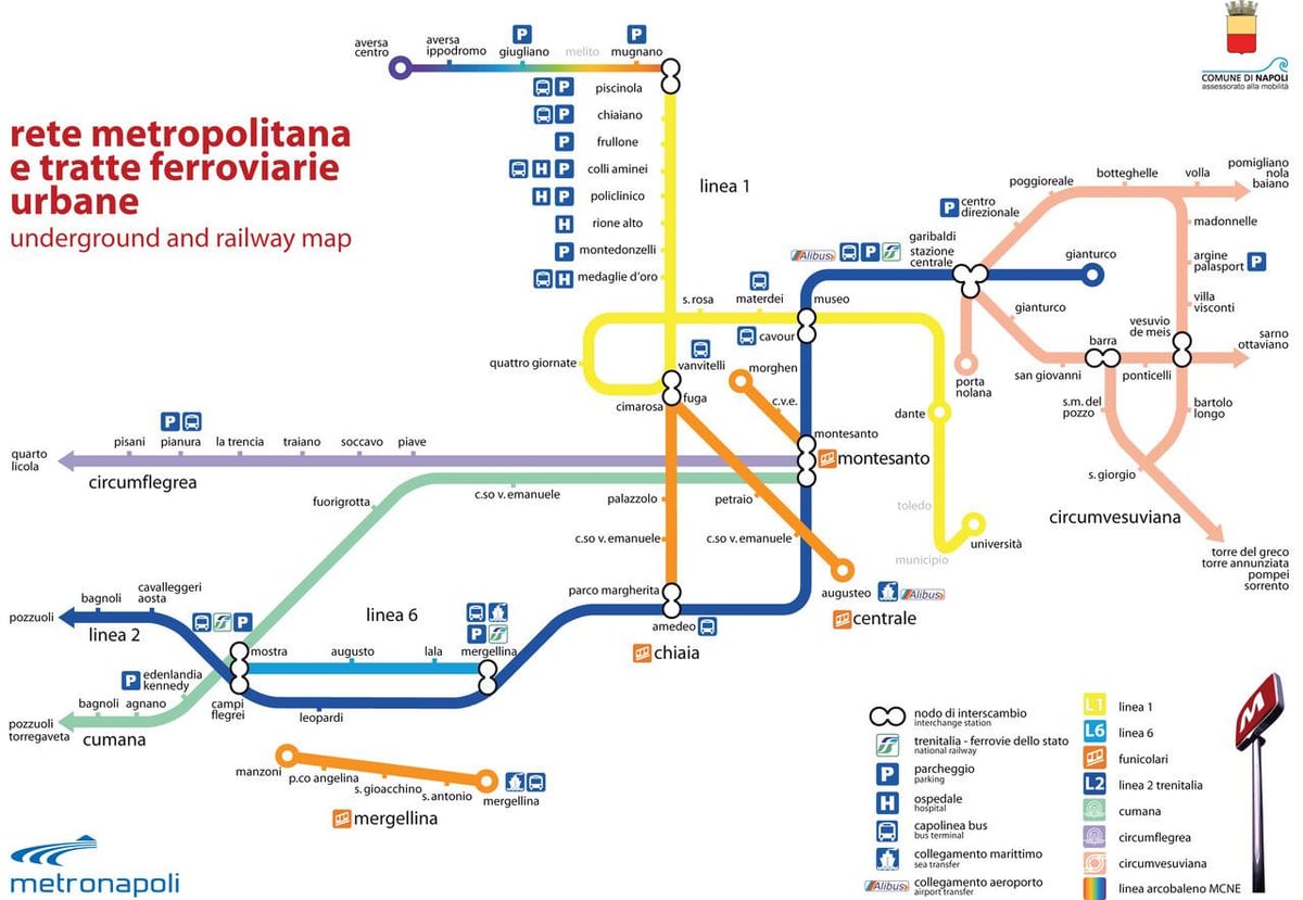 Карта Неаполя залізничний